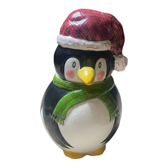 Vintage Laurie Gates Penguin Christmas Cookie Jar Twilight Collection - Picture 1 of 4